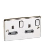 Legrand Synergy Authentic - 2 gang switched single pole BS socket outlet 13A -