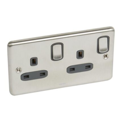 Legrand Synergy Authentic - 2 gang switched double pole BS socket outlet 13A -