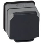 Legrand Socket outlet Plexo 66 - 1 gang switched - opaque lid - 13 A 250 V~ - grey