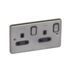 Legrand Synergy Authentic - 2 gang switched single pole BS socket outlet 13A + blue led power indicator -