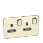 Legrand Synergy Sleek - 2 gang switched single pole BS socket outlet 13A - - Image 2