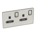 Legrand Synergy Sleek - 2 gang switched single pole BS socket outlet 13A -