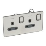 Legrand Synergy Sleek - 2 gang switched single pole BS socket outlet 13A + blue led power indicator - - Image 2