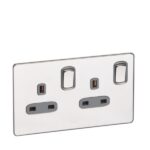 Legrand Synergy Sleek - 2 gang switched single pole BS socket outlet 13A - - Image 2