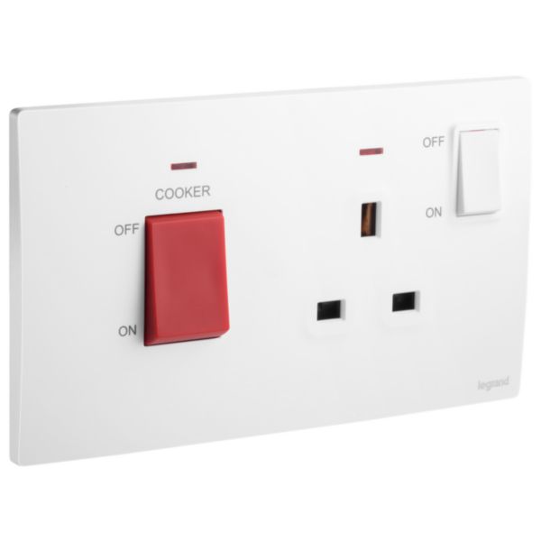 3f-aab7-b9ac65464585.jpg Legrand Mallia Senses - 2 gang cooker unit control - 45A - with BS socket outlet - 13A - - Image 1
