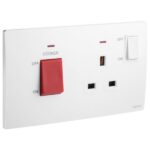 Legrand Mallia Senses - 2 gang cooker unit control - 45A - with BS socket outlet - 13A - - Image 2