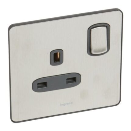 Legrand Synergy Sleek - 1 gang switched double pole BS socket outlet 13A -