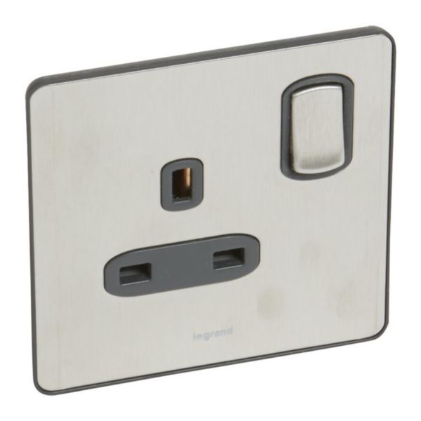 52-b636-062c3d349a6f.jpg Legrand Synergy Sleek - 1 gang switched double pole BS socket outlet 13A - - Image 1