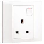 Legrand Belanko S - 1 gang single pole BS switched socket outlet + red neon - 13A - - Image 2