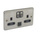 Legrand Synergy Authentic - 2 gang switched single pole BS socket outlet 13A + USB chargers Type A&C -