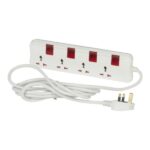 Legrand Multi-Outlet Extension Sockets MS 4X2P+E + 4 SWITCHES Illuminated Britich Standard PLUG + 3M CABLE LENGTH
