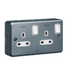 Legrand Synergy - Double pole socket outlet - 2 gang switched + Led - 13 A 250 V~ - Metalclad - Image 2