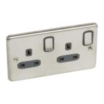 Legrand Synergy Authentic - 2 gang switched single pole BS socket outlet 13A -