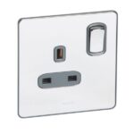 Legrand Synergy Sleek - 1 gang switched double pole BS socket outlet 13A -