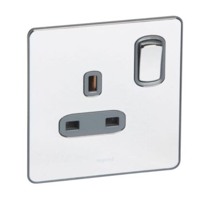Legrand Synergy Sleek - 1 gang switched double pole BS socket outlet 13A -