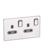 Legrand Synergy Sleek - 2 gang switched double pole BS socket outlet 13A -