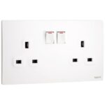 Legrand Mallia Senses - 2 gang BS switched socket outlet single pole - 13A - with 2 earth connection - - Image 2