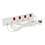 Legrand Multi-Outlet Extension Sockets MS 4X2P+E 4 SWITCHES SINGLEPOLE 2XUSB type A Britich Standard PLUG 3M CORD  BLACK - Image 2