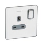 Legrand Synergy Sleek - 1 gang switched single pole BS socket outlet 13A + blue led power indicator - - Image 2