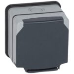Legrand Socket outlet Plexo 66 - 1 gang unswitched - opaque lid - 13 A 250 V~ - grey