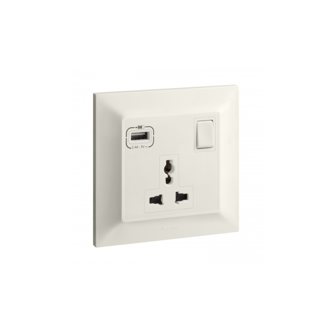 9d-a76d-46a60176bc63.png Legrand Belanko S 13A Single Universal Switch Socket + Usb A - Image 1