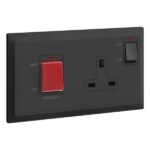 Legrand Belanko S - 2 gang double pole switch - 45A + BS switched socket outlet neon with cooker marking - 13A - - Image 2