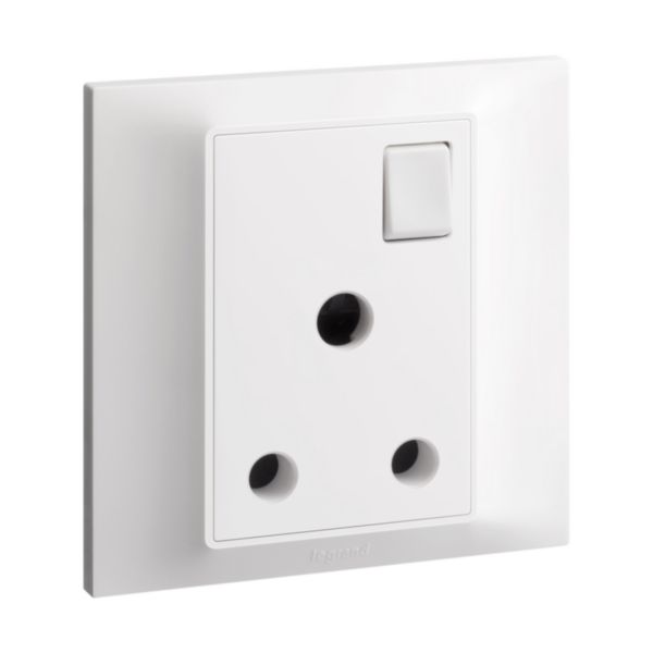 a3-bac2-4023d2fe2f87.jpg Legrand Belanko S - 1 gang single pole BS switched socket outlet + neon - 15A - - Image 1