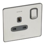 Legrand Synergy Sleek - 1 gang switched double pole BS socket outlet 13A + blue led power indicator - - Image 2