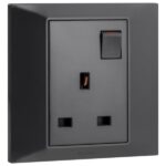 Legrand Belanko S - 1 gang single pole BS switched socket outlet + red neon - 13A - - Image 2