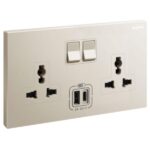 Galion - 2 gangs Multistandard switched socket outlet with 3A type-A and type-C USB chargers - - Image 2