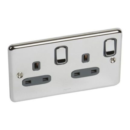 Legrand Synergy Authentic - 2 gang switched double pole BS socket outlet 13A -
