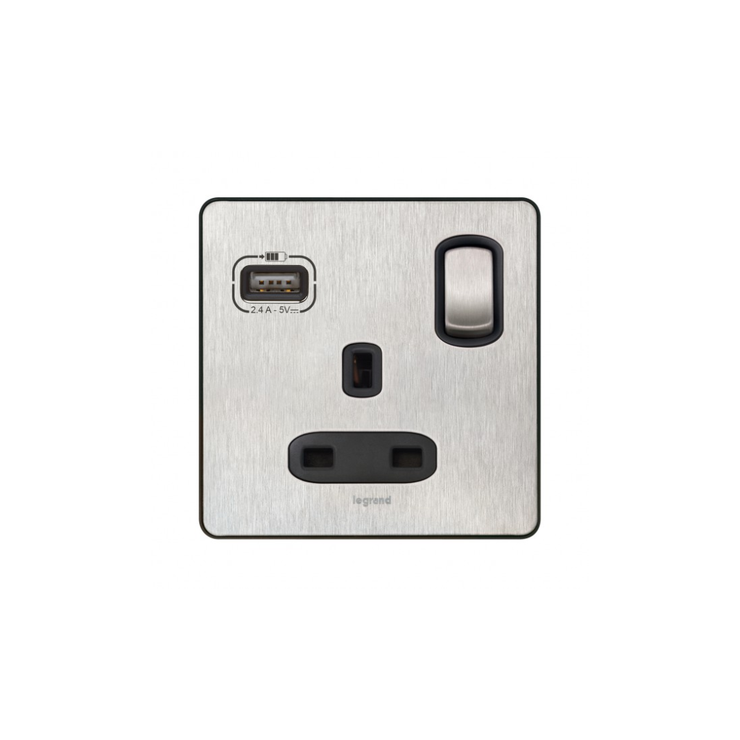 c8-8a3e-b47fb0c2c6d5.png Legrand Synergy Sleek Design 13A Single Switched Socket + Usb Type A - Image 1