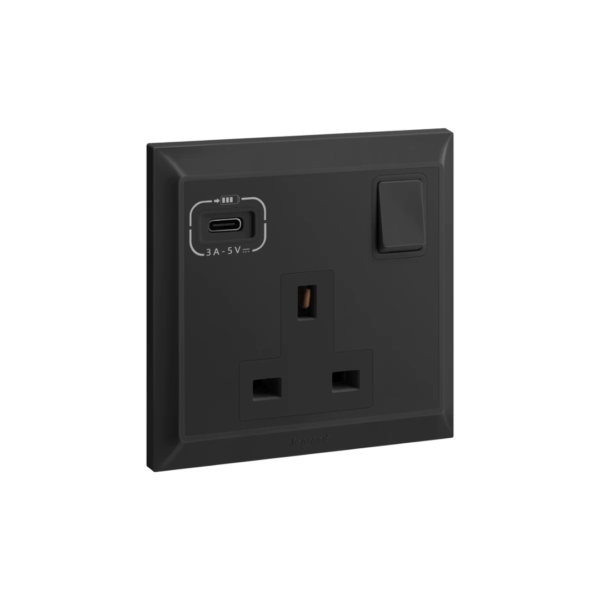 Legrand Belanko S 13A Single Bs Switch Socket + Usb C