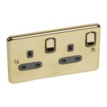 Legrand Synergy Authentic - 2 gang switched double pole BS socket outlet 13A -