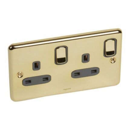 Legrand Synergy Authentic - 2 gang switched double pole BS socket outlet 13A -