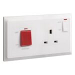 Legrand Belanko S - 2 gang double pole switch - 45A + BS switched socket outlet neon with cooker marking - 13A - - Image 2