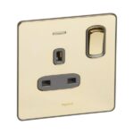 Legrand Synergy Sleek - 1 gang switched single pole BS socket outlet 13A + blue led power indicator - - Image 2