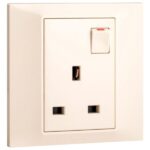 Legrand Belanko S - 1 gang single pole BS switched socket outlet + red neon - 13A - - Image 2