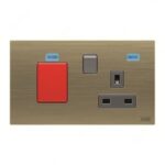 ABB Double Pole Switched Socket W/ Cooker Control Unit, Millenium, 1 Gang, 13A, Antique Gold - AM118147-AG