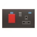 ABB Double Pole Switched Socket W/ Cooker Control Unit, Millenium, 1 Gang, 13A, Silk Black - AM118147-SB