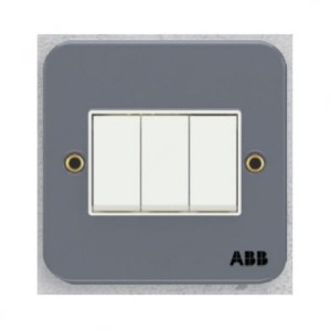 BM103-300x300-1.jpeg ABB Electrical Switch, Metal Clad Series, Urea/Metal, 3 Gang, 1 Way, 10A - BM103 - Image 1
