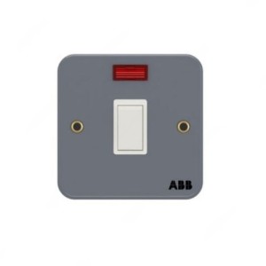BM171-300x300-1.jpeg ABB Dual Pole Electrical Switch with LED, Metal Clad Series, Urea, 1 Gang, 20A - BM171 - Image 1