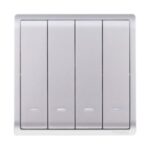 Schneider 10AX 250V 4Gang 1way switched with Fluorescent Locator,Aluminium Silver E8234L1F_AS_G1