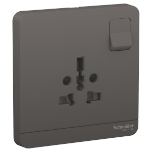 Schneider AvatarOn switched socket 2P   3P 16A 250V Dark Grey E8315TS_DG