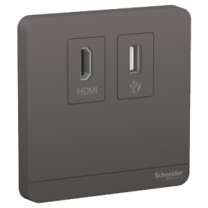 Schneider AvatarOn Data Socket, HDMI   USB, Dark Grey - E8332HDUSB_DG