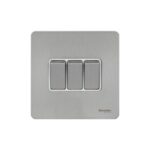 Schneider Electric Ultimate Screwless flat plate rocker plate switch 3 gangs stainless steel GU1432WSS