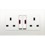 Schneider Electric Vivace 13A 250V Twin Gang Double Pole Large Dolly Switched Socket with Neon KB25LDN
