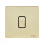 Schneider Ultimate Screwless Flat Plate - 1-Pole 2-Way Plate Switch - 1 Gang - Brass GU1412BPB